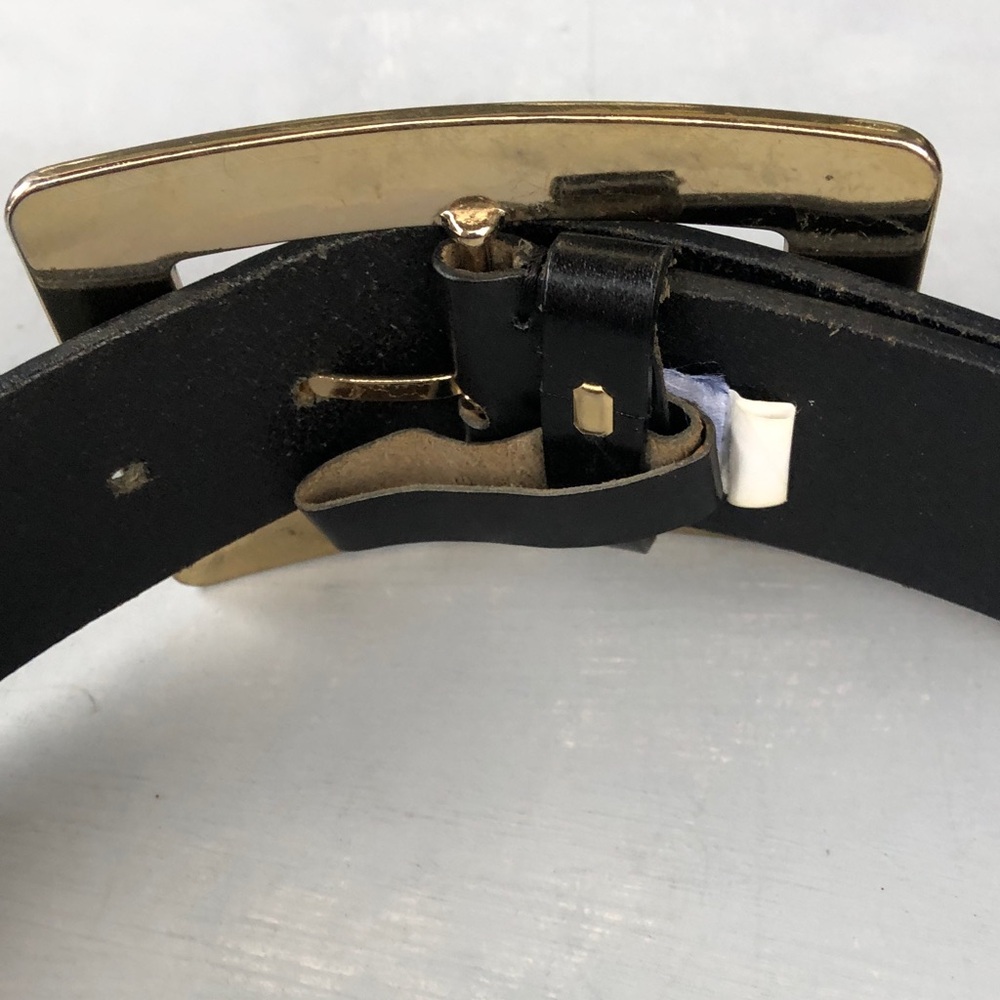 Banana Republic Black Genuine Leather Belt with Rectangle Metal Buckle, Size S - Picture 2 of 9